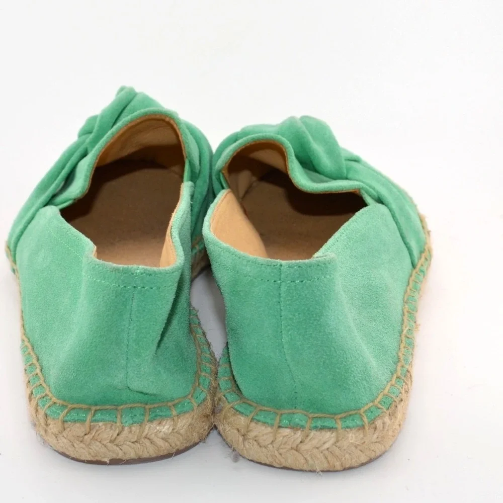 Talbots Espadrille Flats Women 8M Green Excellent Suede‎ Knotted Bow Womens